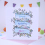 Watercolour Personalised Floral Banner Birthday Card, thumbnail 1 of 2