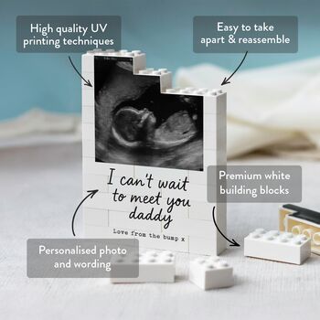 Personalised New Baby Bump Announcement Block For Dad, 4 of 11