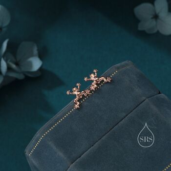 Tiny Frog Stud Earrings In Sterling Silver, 4 of 12