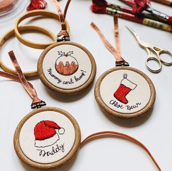 Personalised Embroidered Christmas Hoop Decoration, 5 of 12