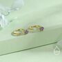 Lilac Amethyst Purple Crystal Huggie Hoop Threader Earrings In Sterling Silver, thumbnail 5 of 11