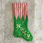 Personalised Fabric Elf Christmas Stocking, thumbnail 2 of 5