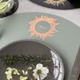 Two Personalised Leather Placemat With Antique Flower Fern Wreath Motif Option To Add More, thumbnail 2 of 3