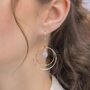 Large Sterling Silver Rainbow Moonstone Hoop Earrings, thumbnail 2 of 7