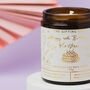 Personalised Amber Jar Cake Scented Birthday Candle With Gold Foil Message, thumbnail 5 of 7