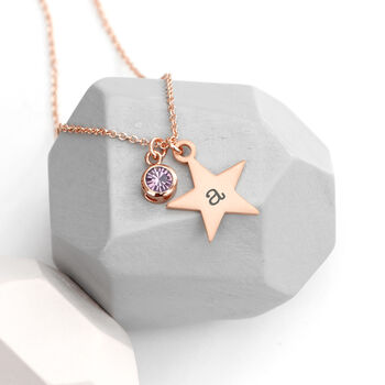 Personalised Rose Gold Star Birthstone Crystal Necklace, 11 of 12