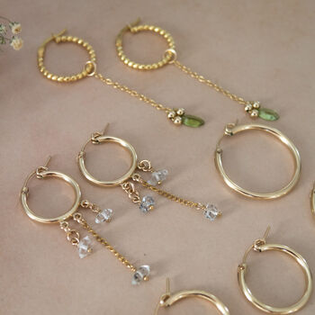 She Blooms Hoops Gold Vermeil And Peridots, 3 of 8