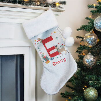 Personalised Reindeer Initial Kids Stocking For Christmas, 3 of 4