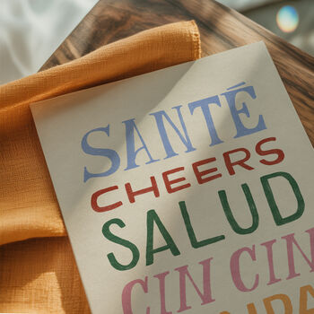 Cheers Wall Art Print, Kitchen Print, Colourful Hand Painted, 3 of 11