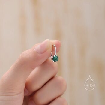 Genuine Malachite Drop Earrings In Sterling Silver, 5 of 11