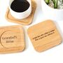 Personalised Solid Oak And Leather Coaster, thumbnail 3 of 11