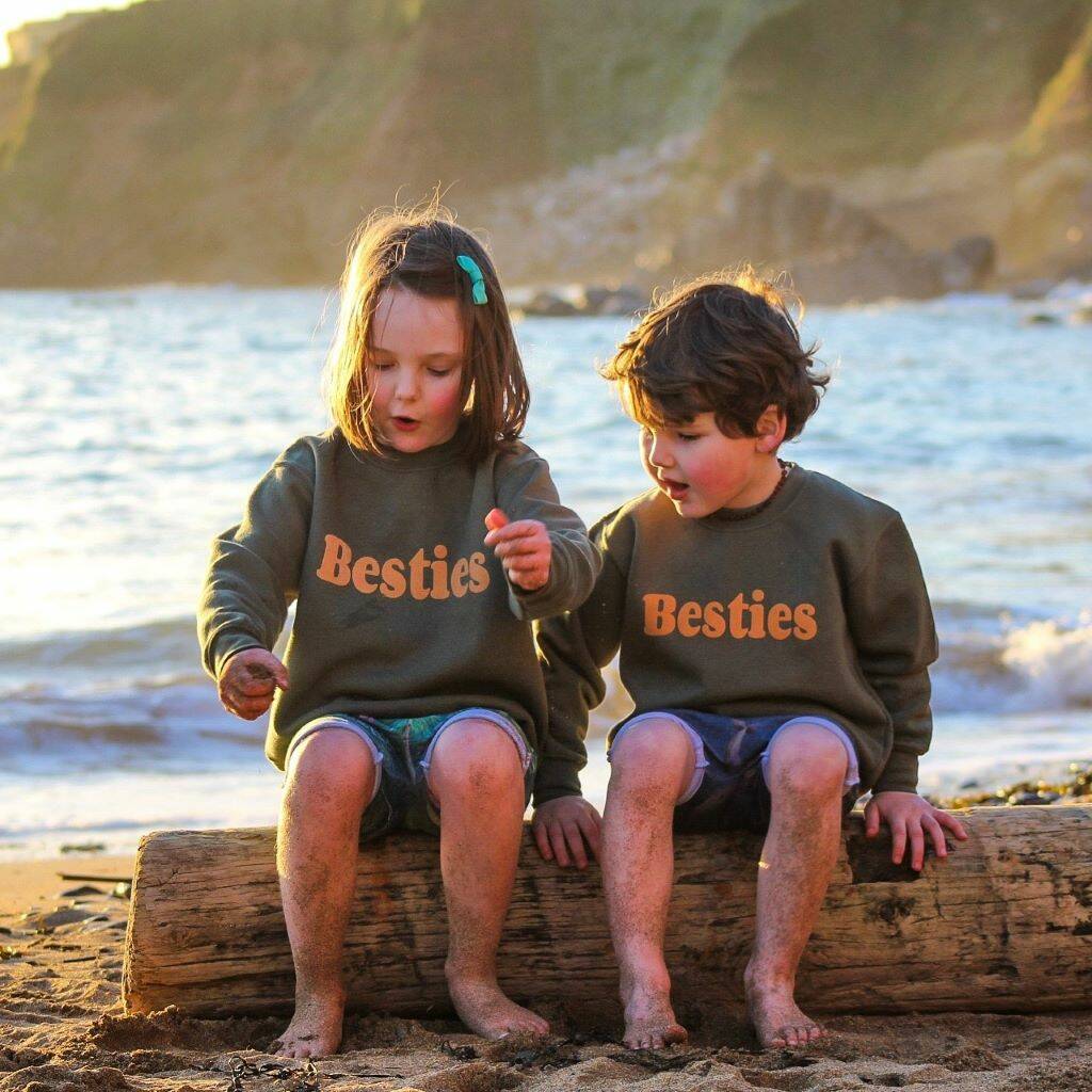 'Besties' Children's Twinning Sweatshirt Set, 1 of 4