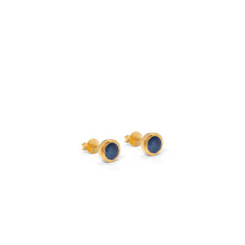 Birthstone Stud Earrings Sept:Sapphire Gold Vermeil, 2 of 4