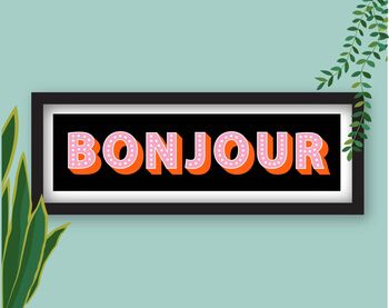 Framed Bonjour Typography Print, 4 of 8