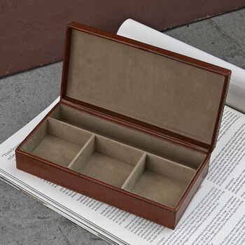 Leather Personalised Cufflink Box, 3 of 4