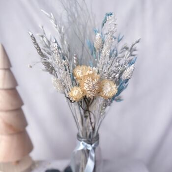 Blue And Silver Dried Flowers With Vase Gift, 3 of 4