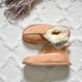 Miko Tan Luxury Sheepskin Slippers Boots Hard Sole, thumbnail 3 of 3