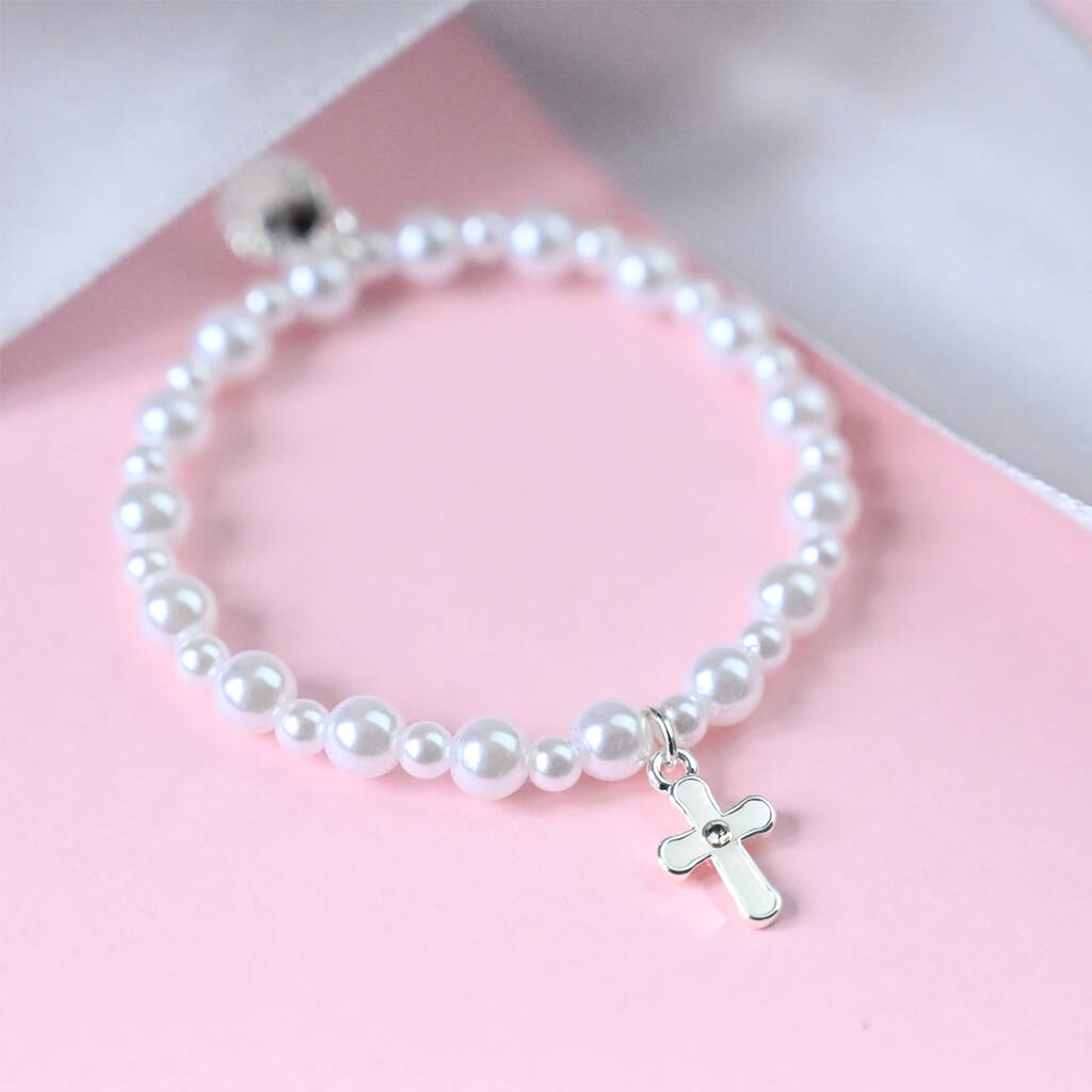 Christening Pearl Baby Bangle By Keedd