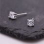 Sterling Silver Four Prong Cz Screw Backs Earrings, thumbnail 2 of 8