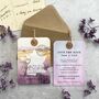 Luggage Tag With Wooden Heart Painterly Landscape, thumbnail 1 of 11