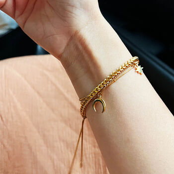 Pull String Fastened Wheat Chain Bracelet, 10 of 12