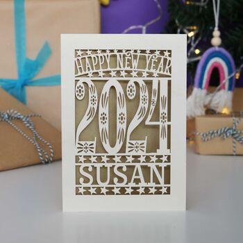 Personalised Papercut Happy New Year Card, 2 of 12