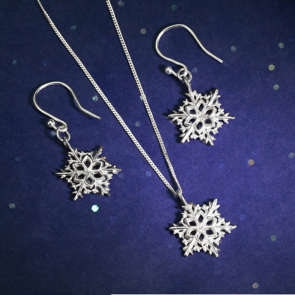 Sterling Silver Winter Snowflake Earrings By Lushchic X Jewellery