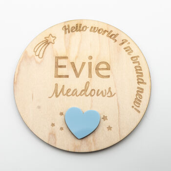 Hello World Baby Name Announcement Plaque Acrylic, 11 of 12