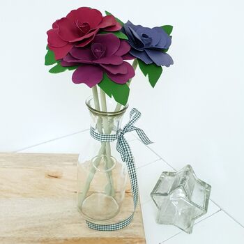 Large Leather Rose 3rd Wedding Anniversary With Vase, 8 of 12