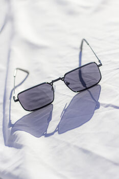 Black Nose Bridge Angular Rectangle Aviator Sunglasses, 7 of 7