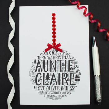 Personalised Auntie Christmas Bauble Card, 4 of 4