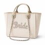 Sparkly Bride Stone Large Chain Initial Tote Bags, thumbnail 4 of 4
