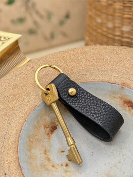 Personalised Looped Vegetable Tanned Leather Key Ring, 4 of 5