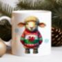 Cute Personalised Christmas Welsh Sheep In Jumper Mug, thumbnail 1 of 2