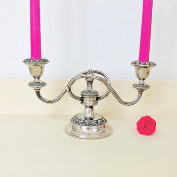 Antique Silver Plated Two Sconce Candelabra, 2 of 8