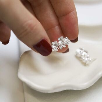 Sterling Silver Forget Me Not Drop Earrings, 5 of 7