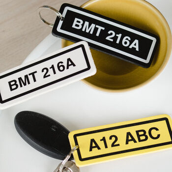 Personalised Car Number Plate Leather Keyring, 2 of 3