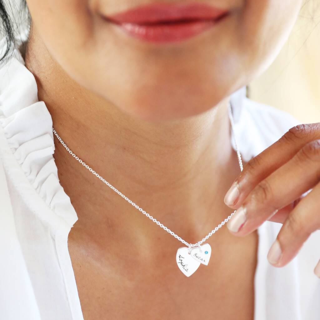 Personalised Swarovski Double Heart Charm Necklace, 1 of 8