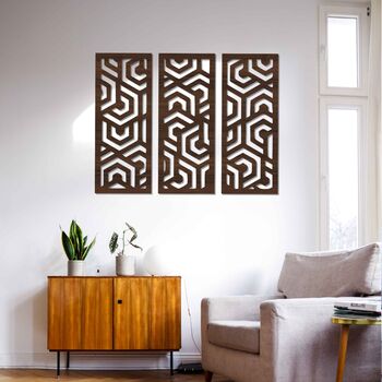 Three Piece Wood Wall Art Set Modern Triptych Decor, 5 of 12