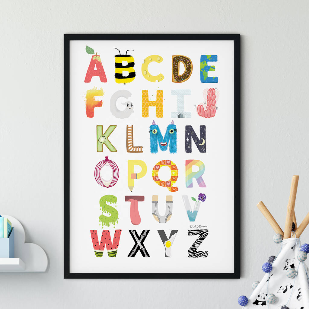 Colourful Illustrated Alphabet Print, 1 of 9
