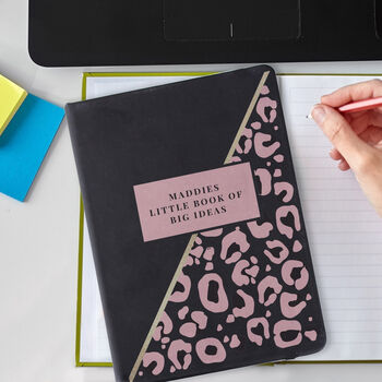 Leopard Print Black Hardback Notebook For Her, 3 of 4