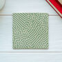 Abstract Green Pattern Ceramic Coaster, Set Of Four, thumbnail 3 of 7
