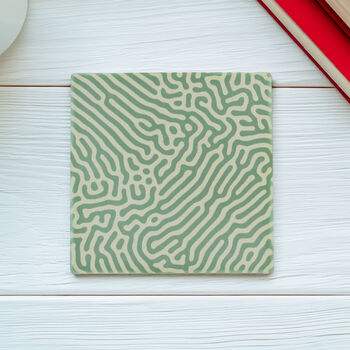 Abstract Green Pattern Ceramic Coaster, Set Of Four, 3 of 7