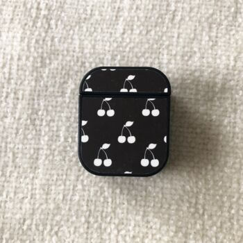Black And White Cherries And Hearts Air Pods Case, 3 of 5