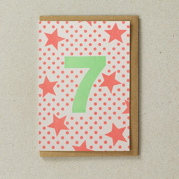 Colourful 7th Birthday Risograph Greeting Card, 2 of 2