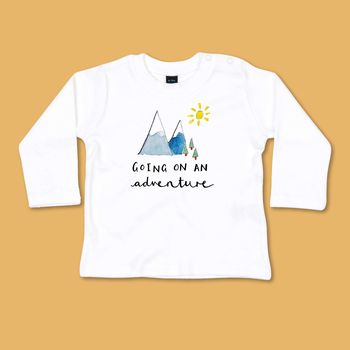 'Going On An Adventure' Long Sleeve Baby Tshirt, 3 of 4