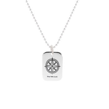 Compass Dog Tag Personalised Silver Necklace, 6 of 10