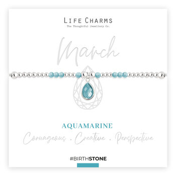 March Aquamarine Birthstone Charm Bracelet Gift, 3 of 4
