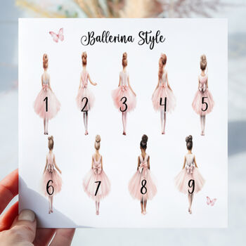Ballerina Birthday Card Various Skin And Hair Tones, 2 of 5