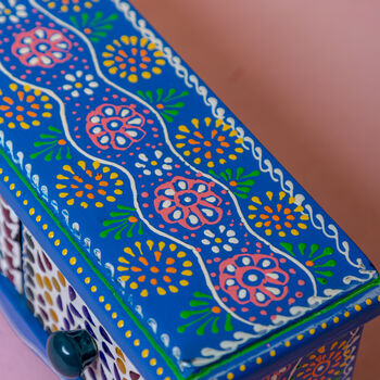 Three Drawer Blue Mosaic Wooden Spice Box, 4 of 6